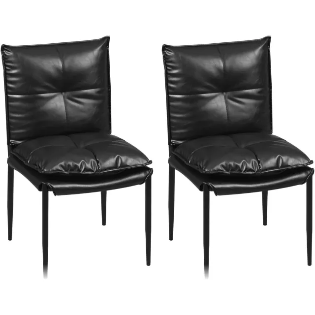 Klarven Eetkamerstoel Kunstleer Zwart - Eetkamerstoelen Set Van 2 - Eetkamerstoelen - Dining Chair - Ergonomische rugleuning, Comfortabel zitten - Draagvermogen tot 150 kg - B48xd42xh87cm
