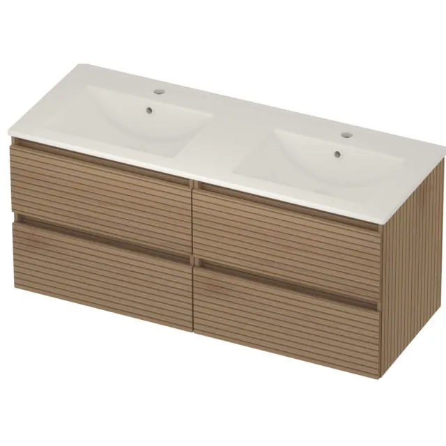 Basic-Line Coach 46 Badmeubelset Porselein 120x46x54 cm C46gwelo2x602 Lamello Oak Glans Wit