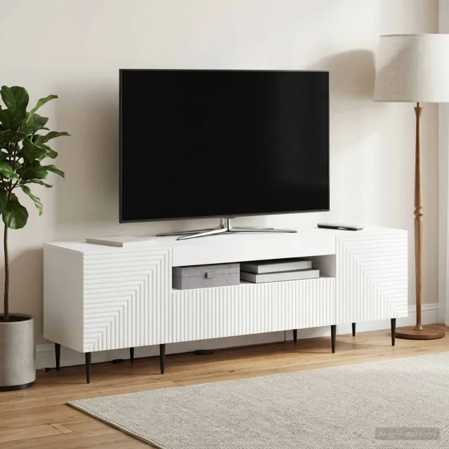 vidaXL LED tv-meubel HAARLEM 153 x 35 x 43 cm Wit Bewerkt hout, foto 2