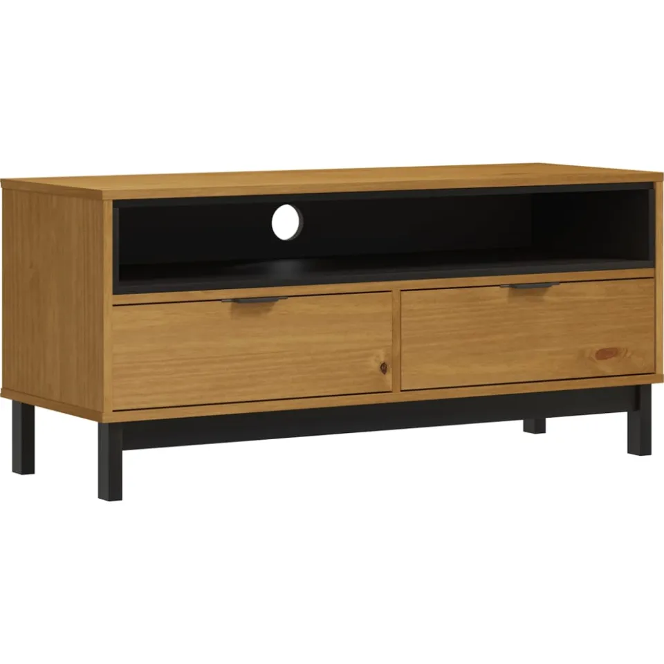 vidaXL TV-meubel FLAM 110x40x50 cm massief grenenhout bruin, foto 3