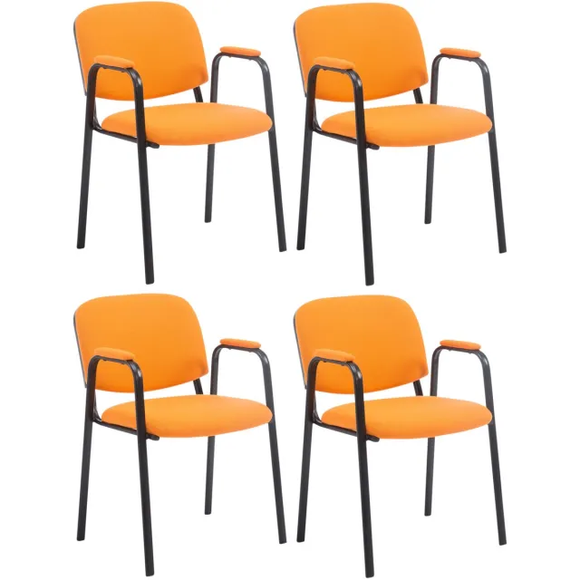 CLP Ken Pro - Stapelstoelen Set van 4 - armleuningen - zwart - 150 kg - Stof/oranje