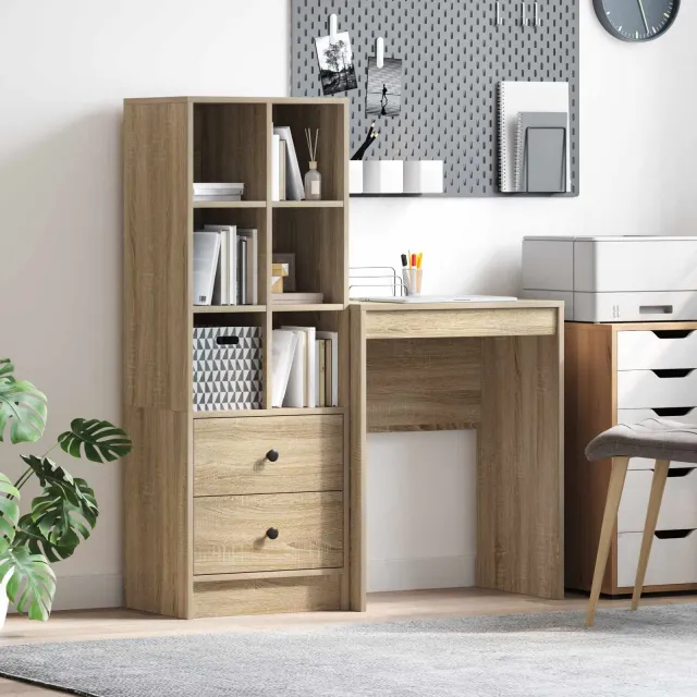 vidaXL Bureau Sonoma Eiken 105,5 x 34 x 127 cm 2 st, foto 2