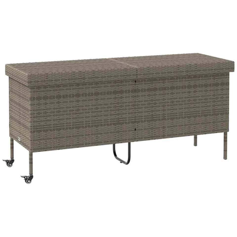 vidaXL Tuinbox met wielen 160x55x75 cm poly rattan grijs, foto 3
