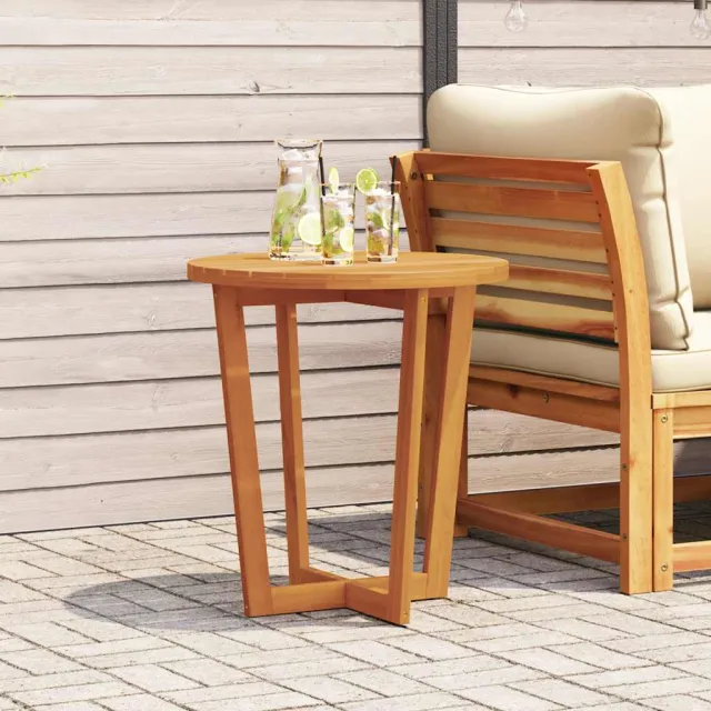 vidaXL Tuinbijzettafel rond Ø70x75 cm massief acaciahout bruin, foto 2