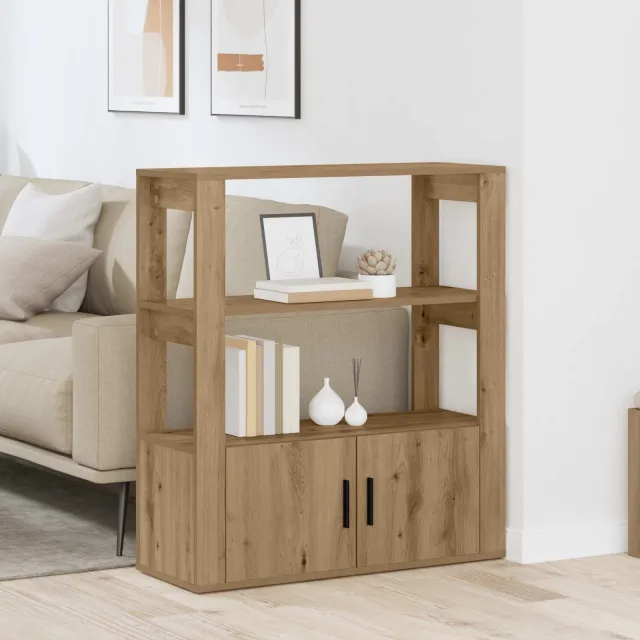 vidaXL Dressoir artisanaal eikenkleurig 30 x 80 x 90 cm Bewerkt hout Bruin