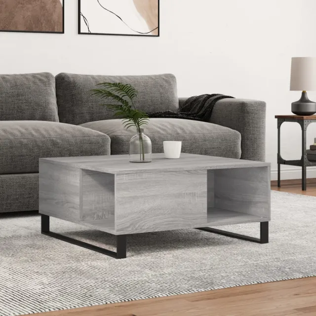 vidaXL Salontafel 80x80x36,5 cm bewerkt hout grijs sonoma eikenkleurig, foto 2