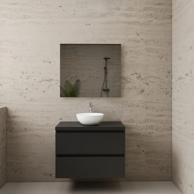 Boss & Wessing ACTIE BWS Badmeubel | Paris | Mat Zwart | 80 cm | met topplaat