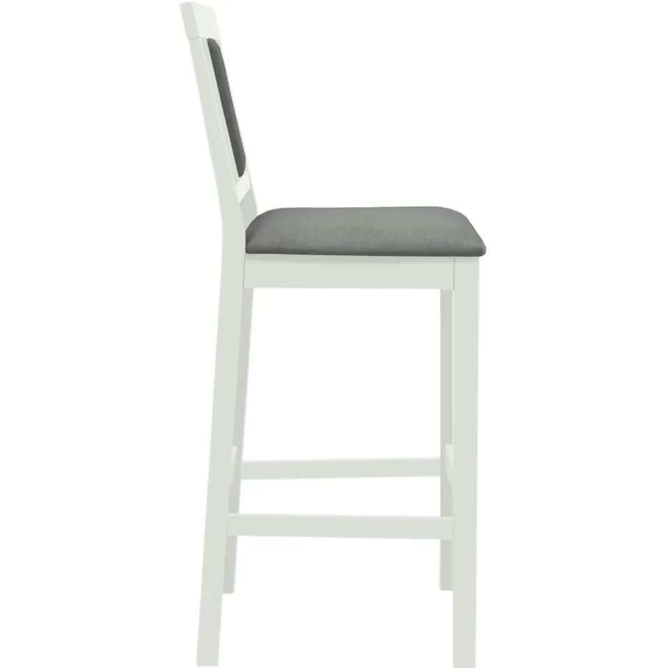 vidaXL Barkruk 2 st Wit en Grijs Massief Rubberhout en Stof, foto 3