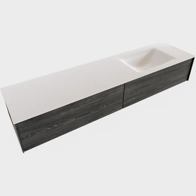 Boss & Wessing Badkamermeubel BWS Madrid Antraciet 180x45x30 cm Mat Witte Solid Surface Wastafel Rechts (0 kraangaten, 2 lades)
