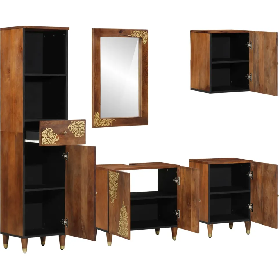 vidaXL Badkamerkastenset 5 st Honingbruin 62 x 33 x 58 cm bruin, foto 2