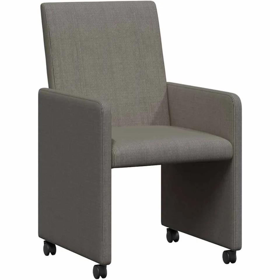 vidaXL Eetkamerstoelen met Wieltjes 2 st Katoenen stof Lichtgrijs