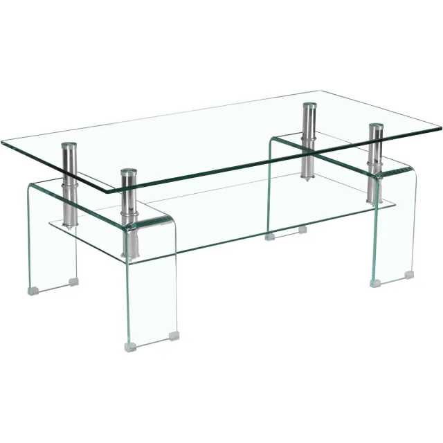 in& out door furniture Heldere geharde glazen salontafel voor woonkamer en theetafel met glazen poot-helder