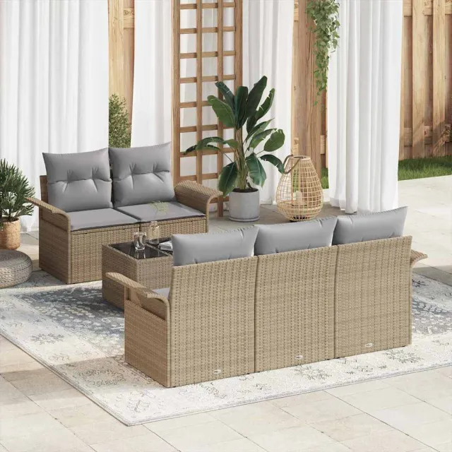 vidaXL Bankstel 6 st Beige poly rattan, foto 2
