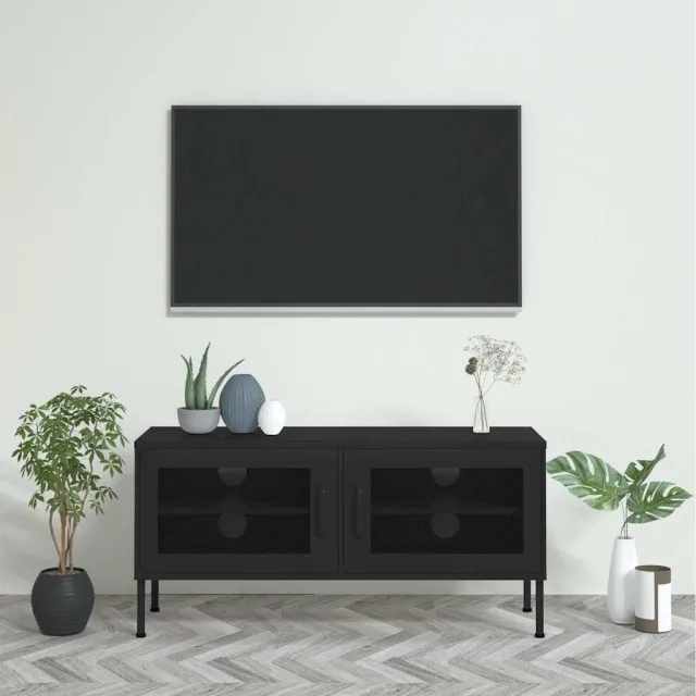 vidaXL Tv-meubel 105x35x50 cm staal zwart, foto 2