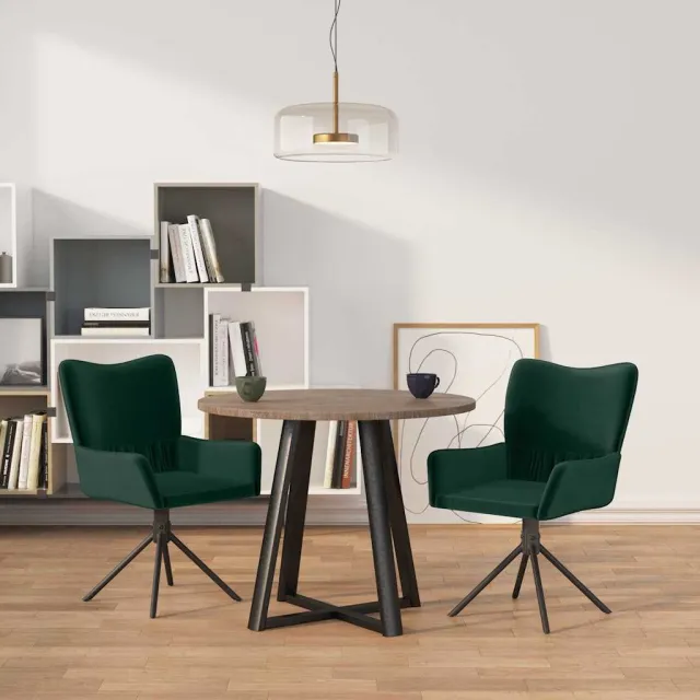 vidaXL Eetkamerstoelen draaibaar 2 st fluweel donkergroen