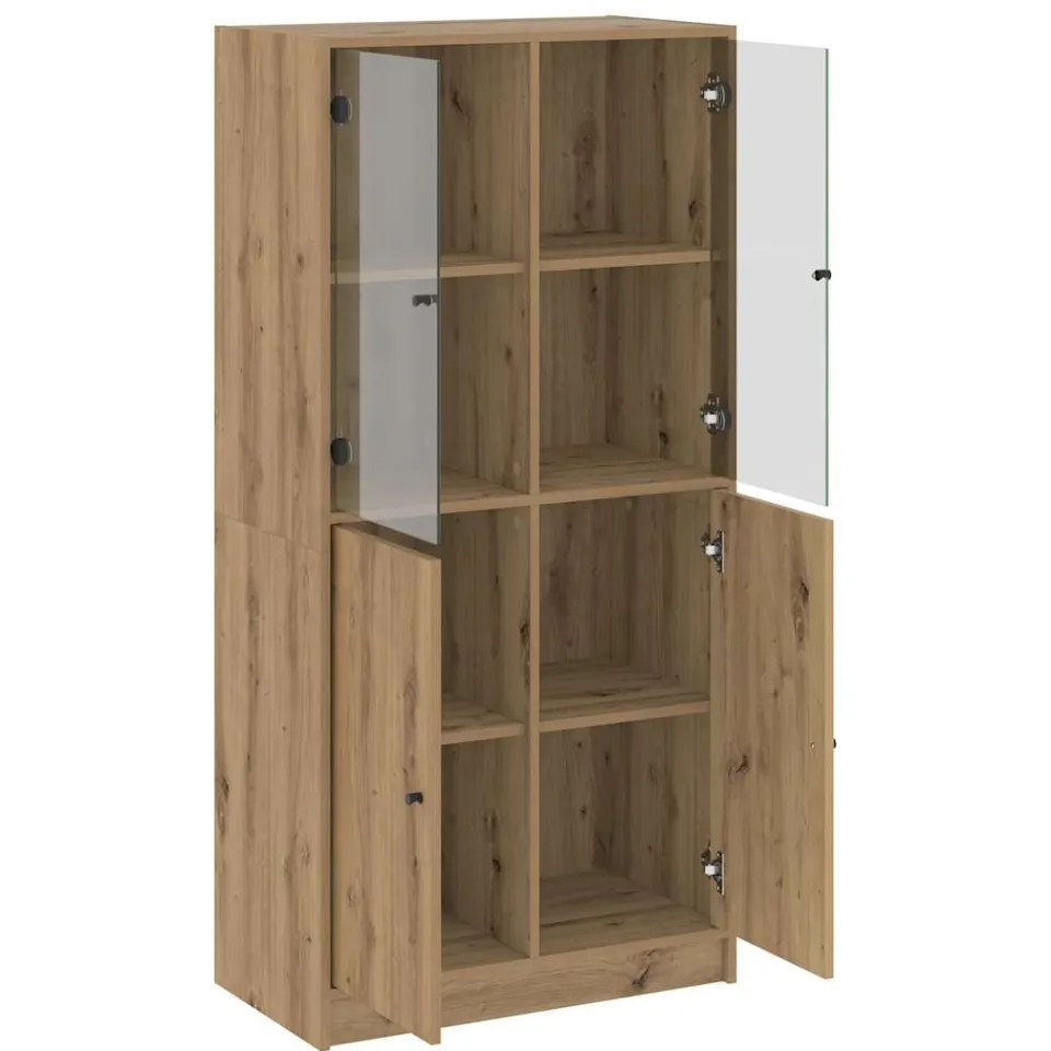vidaXL Hoge kast met deuren 68x37x142 cm bewerkt hout artisanaal eiken, foto 3