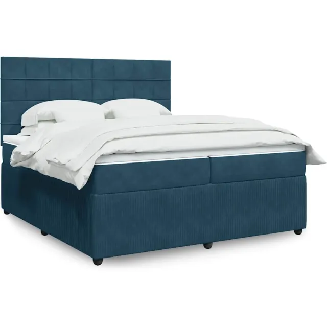 vidaXL Boxspring met matras fluweel donkerblauw 200x200 cm blauw