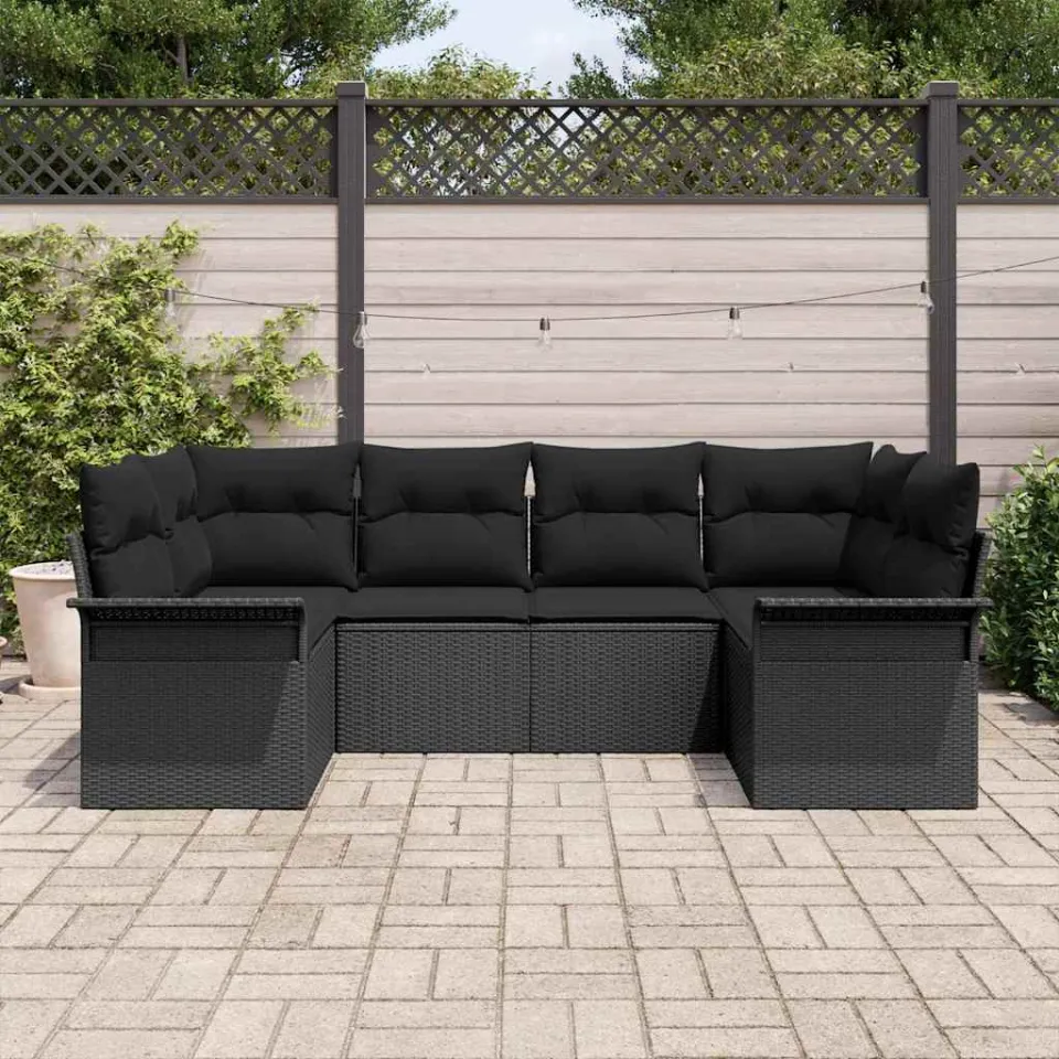 vidaXL Tuinbankenset 6 st Zwart poly rattan, foto 3
