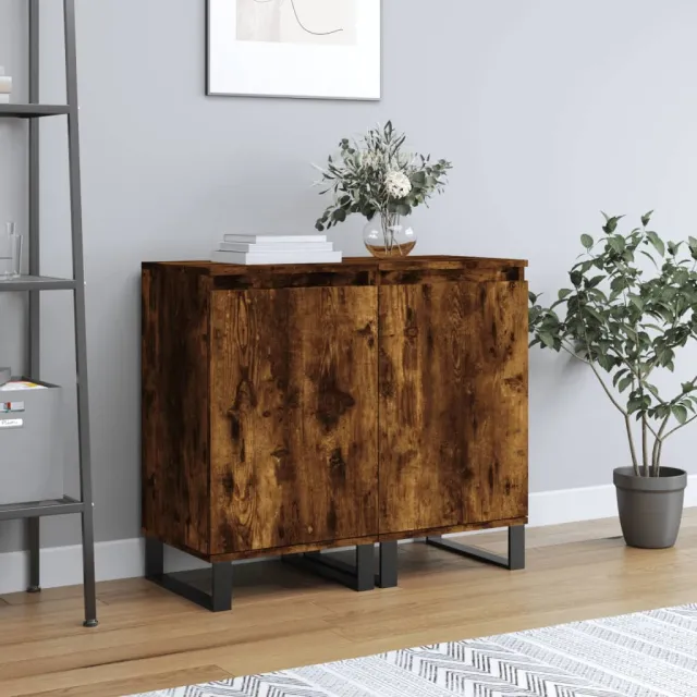 vidaXL Dressoirs 2 st 40x35x70 cm bewerkt hout gerookt eikenkleurig Bruin