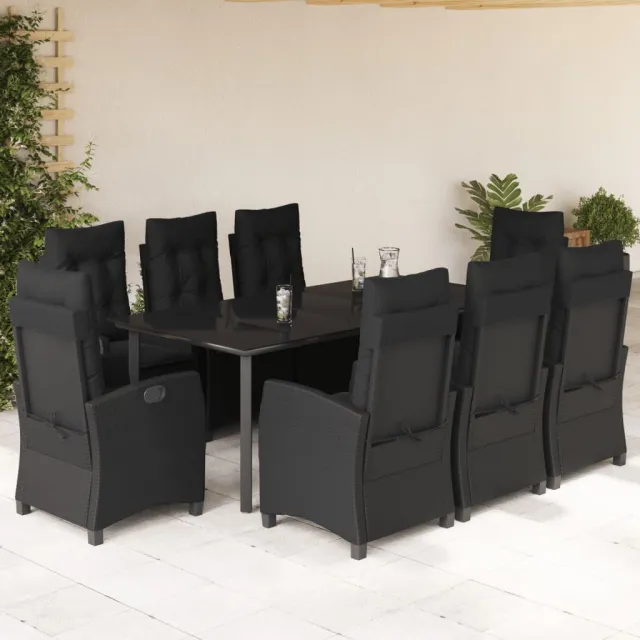 vidaXL 9-delige Tuinset poly rattan zwart, foto 2