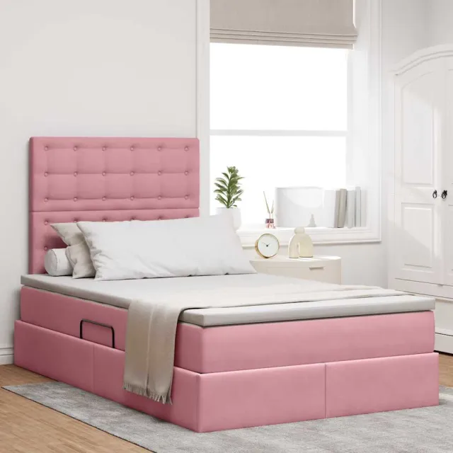 vidaXL Opslag bed met matras met hoofdeinde Roze 120 x 200 cm Fluweel