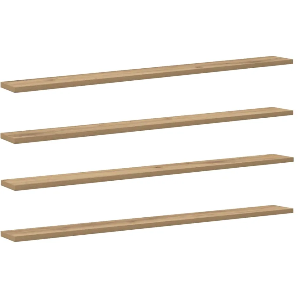 vidaXL Boekenplank Bord 3-laags 4 st 100 x 10 x 1,5 cm Bewerkt hout Bruin