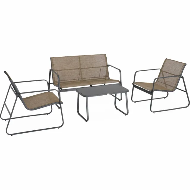 sweeek Loungset voor 4 personen metaal en textileen - silvi "Antraciet