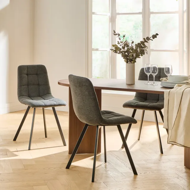 CaliCosy Set van 4 gestoffeerde stoelen - CHILLI grijs