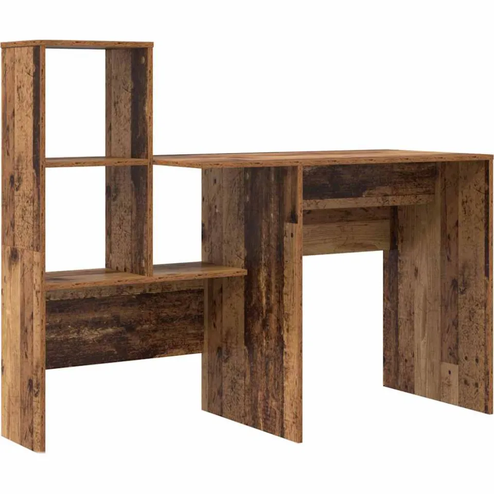 vidaXL Bureau Oud Hout 131,5 x 50 x 106,5 cm Bewerkt hout Bruin