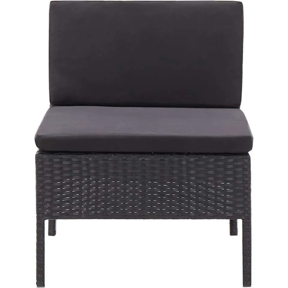 vidaXL 3-delige Loungeset met kussens poly rattan zwart, foto 4