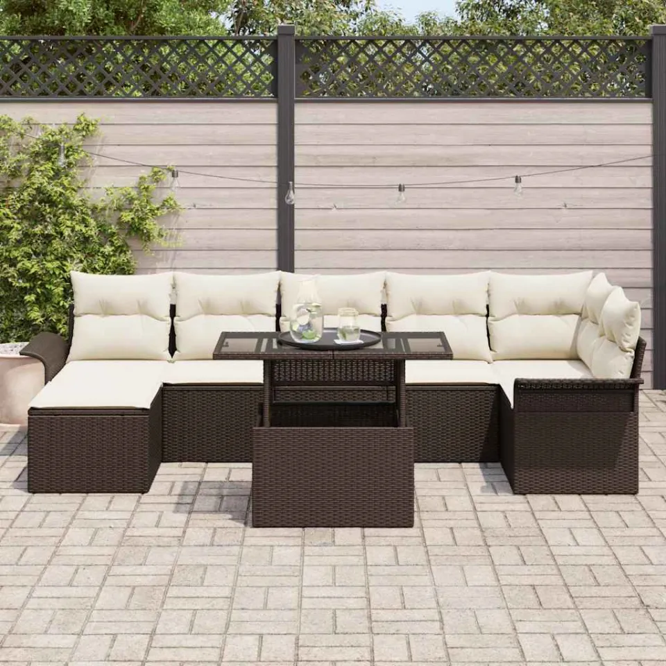 vidaXL Tuin Sofa Set 8 st Bruin Poly riet, foto 3