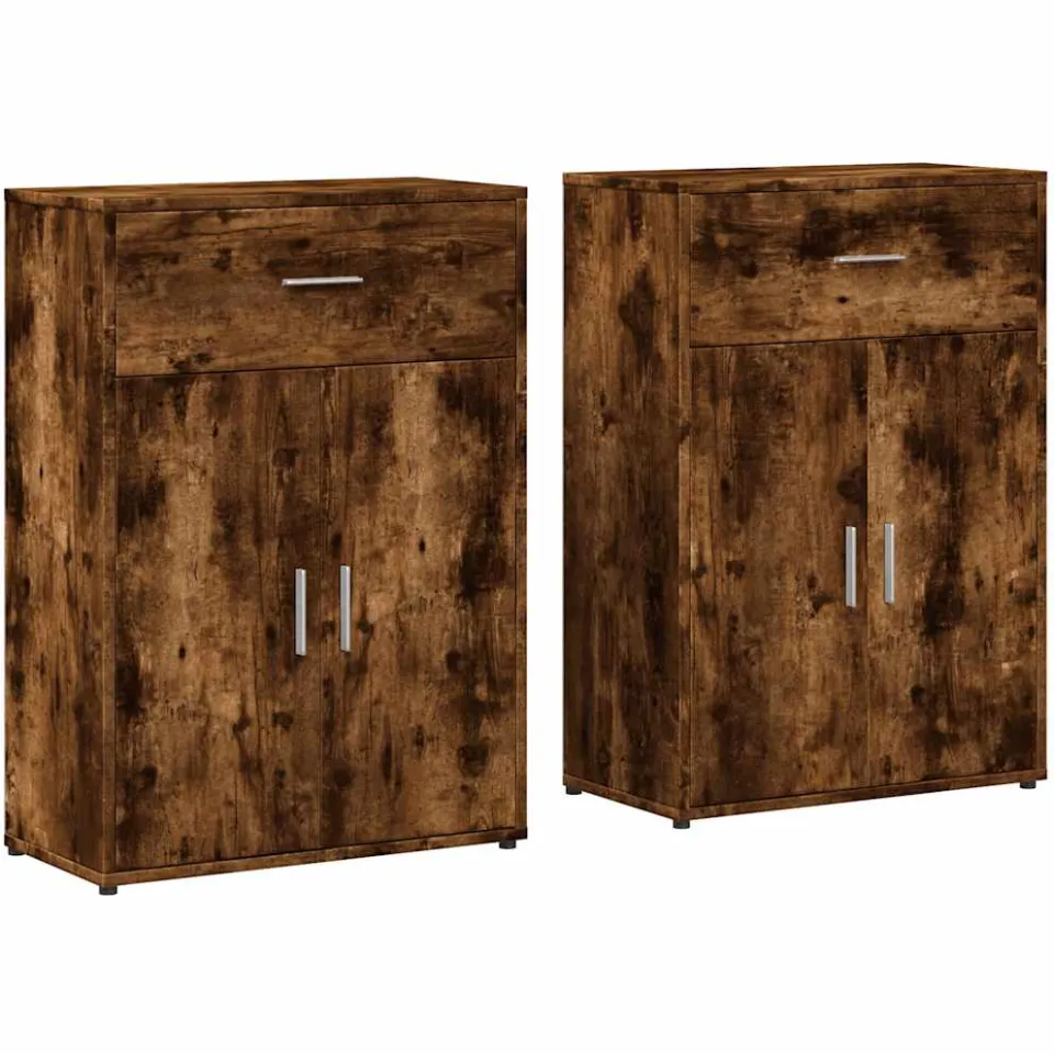 vidaXL Dressoirs 2 st 60x30x84 cm bewerkt hout gerookt eikenkleurig Bruin