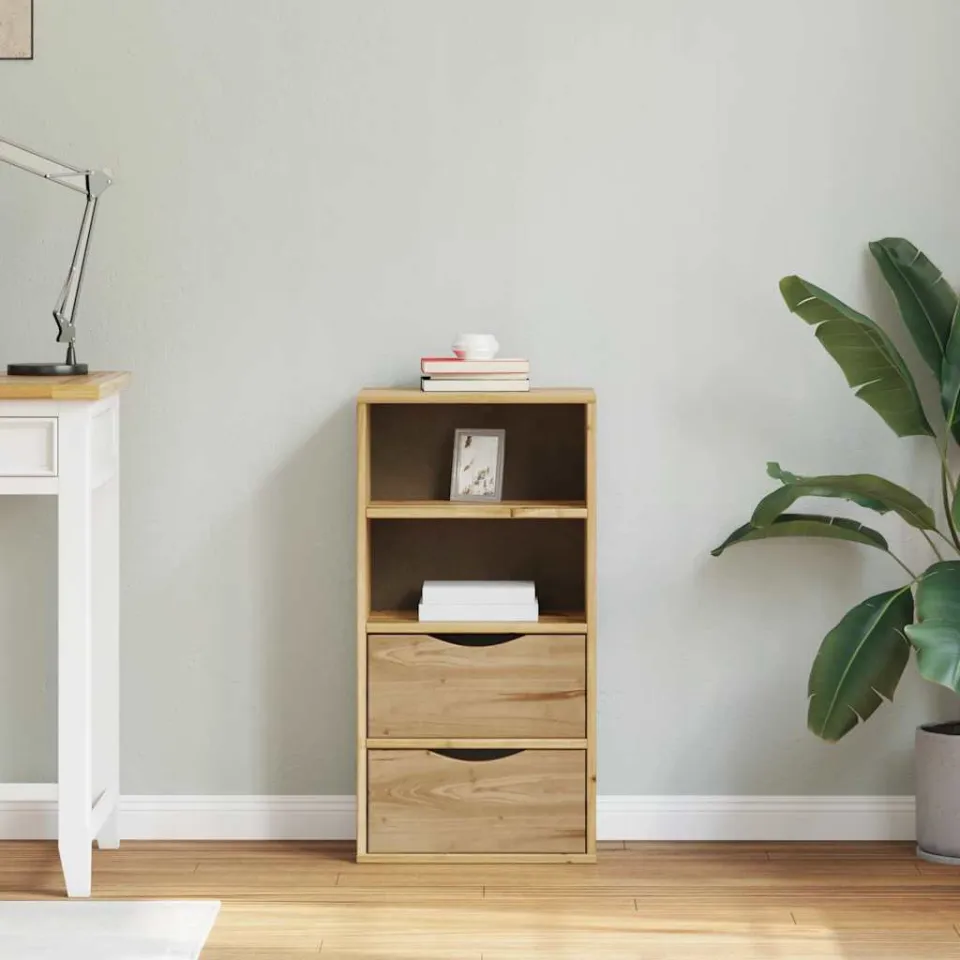 vidaXL Bijzetkast met lades 40x24x79 cm massief grenenhout bruin, foto 2