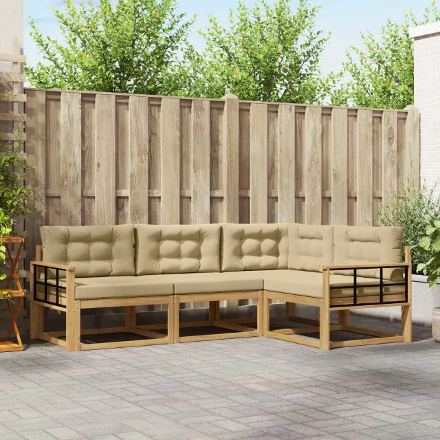 vidaXL Buiten bankenset 4 st Wit en Beige 247,5 x 168,5 x 73 cm Bruin