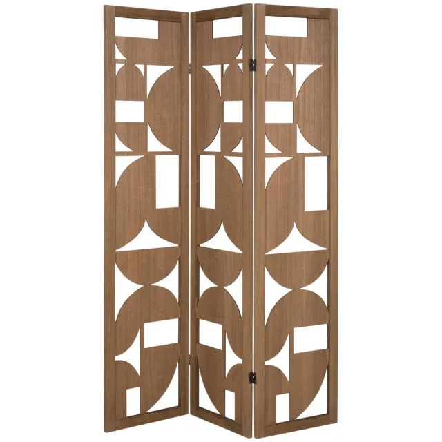 Atmosphera Créateur d'intérieur® Hernan houten kamerscherm met geometrische patronen Marron bois