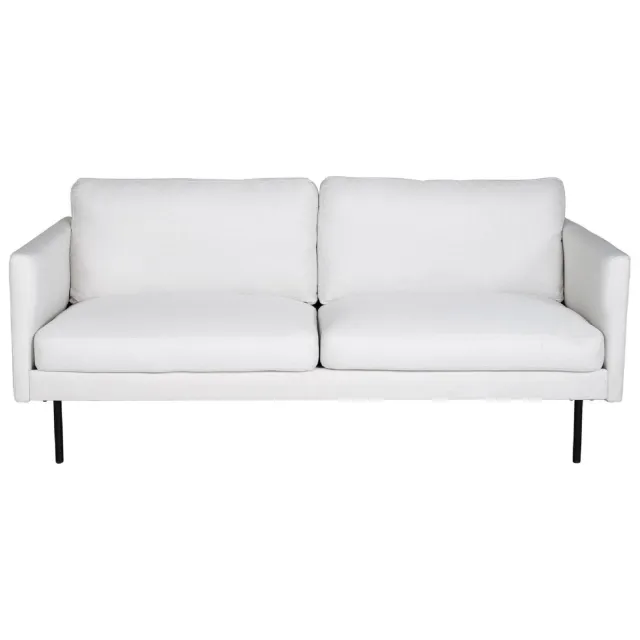 QUVIO 2-zitsbank - Scandinavisch design - Lichtbeige stof - Zwarte metalen poten Wit