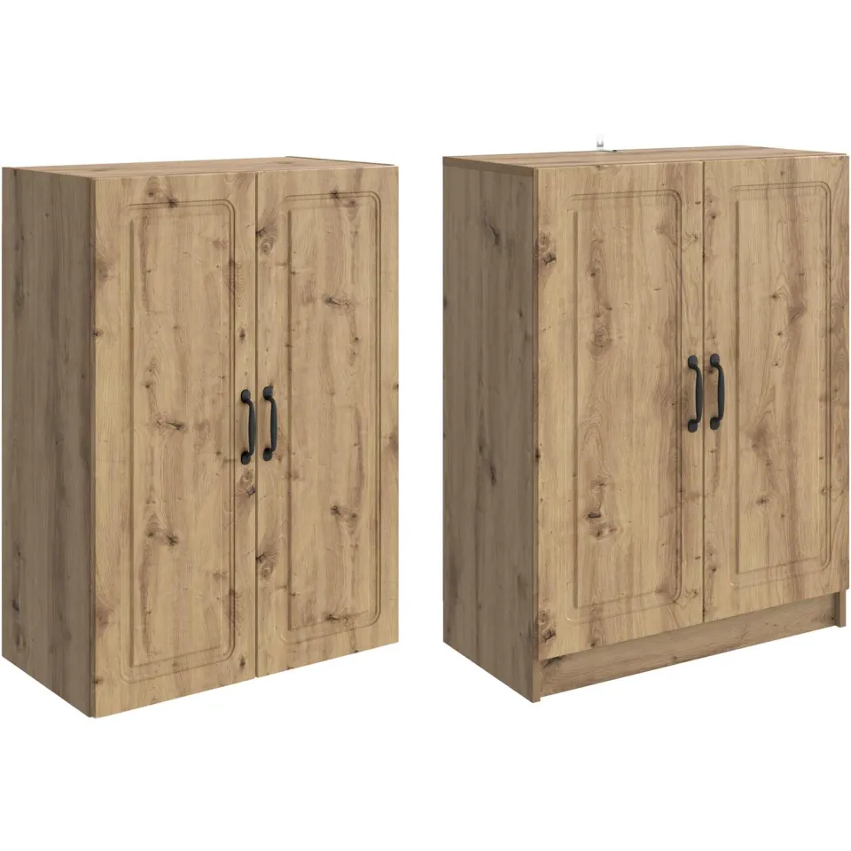 vidaXL Kastenset 2 st Artisanaal eiken 66 x 34,5 x 87 cm Bewerkt hout, foto 3