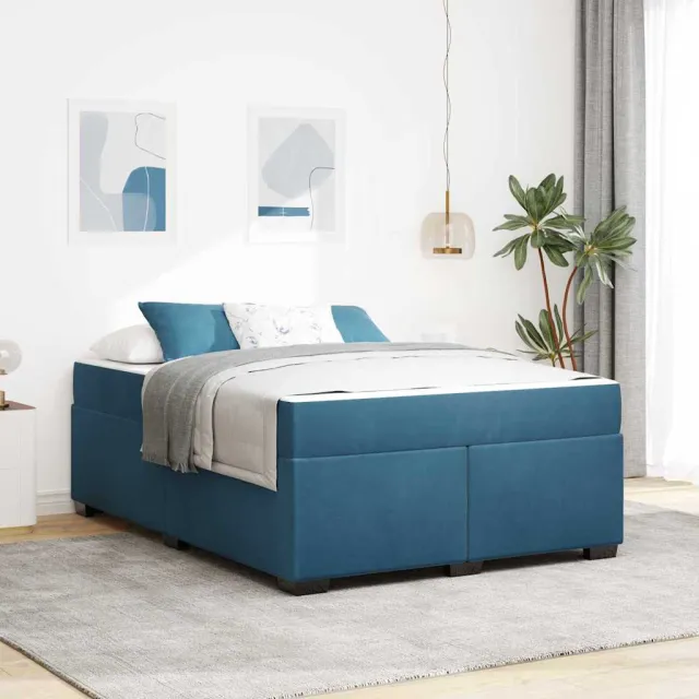 vidaXL Bedframe met matras Donkerblauw 140 x 200 cm Stof