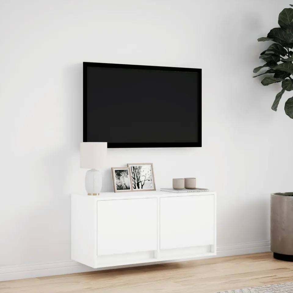vidaXL Tv-wandmeubel met LED-verlichting 80x31x35 cm wit, foto 3