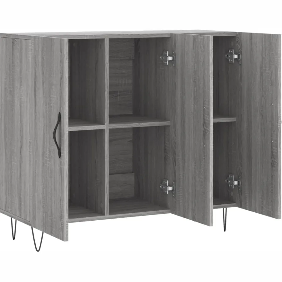 vidaXL Dressoir 90x34x80 cm bewerkt hout grijs sonoma eikenkleurig