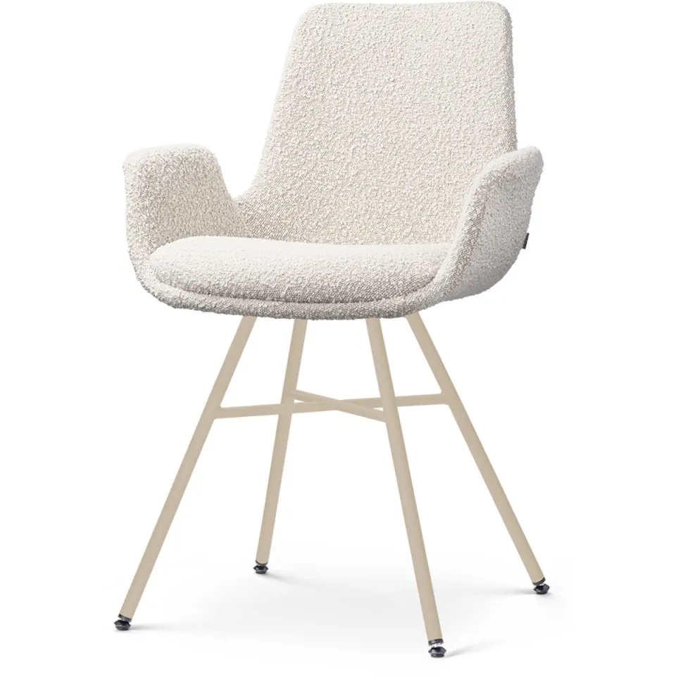 Nolon Noa-Eef eetkamerstoel bouclé beige - beige onderstel