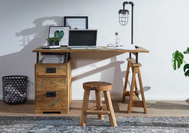 MASSIVMOEBEL24 .DE bureau mango blank massief hout 140 cm (BxTxH) gelakt RAILWAY #129 gemonteerd volledig massief