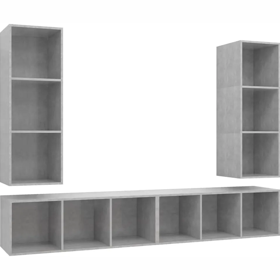 vidaXL Tv-wandmeubelen 4 st bewerkt hout betongrijs grijs, foto 3