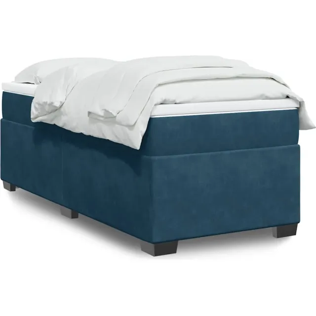 vidaXL Boxspring met matras fluweel donkerblauw 80x200 cm blauw