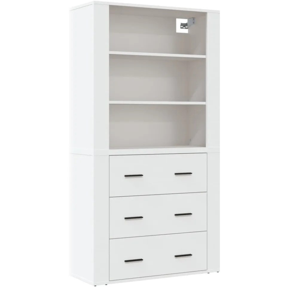 vidaXL Hoge kast bewerkt hout wit