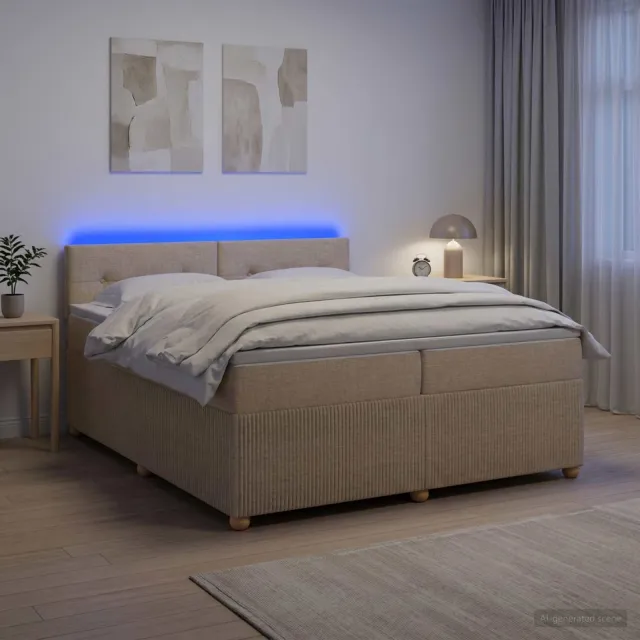 vidaXL Boxspringbed met matras Crèmekleurig 200 x 200 cm Stof