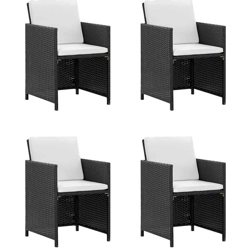 vidaXL 9-delige Tuinset met kussens poly rattan zwart