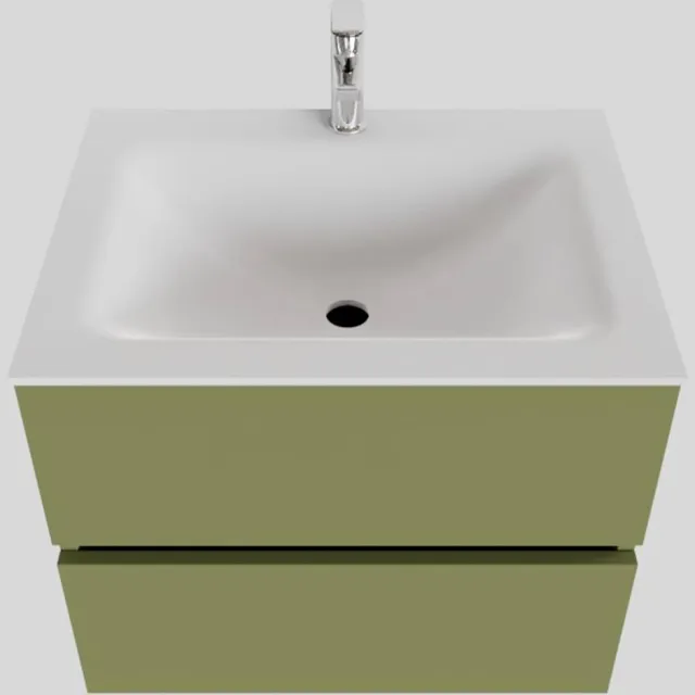 Boss & Wessing Badkamermeubel Solid Surface BWS Oslo 60x46 cm Mat Groen (met 1 kraangat)