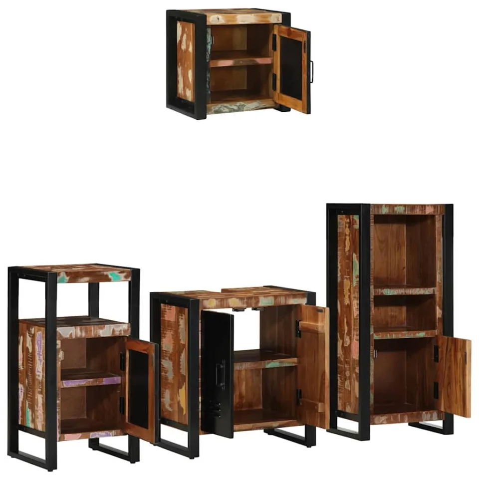 vidaXL Badkamermeubelset 4 st Multikleur en Zwart 55 x 35 x 60 cm, foto 3