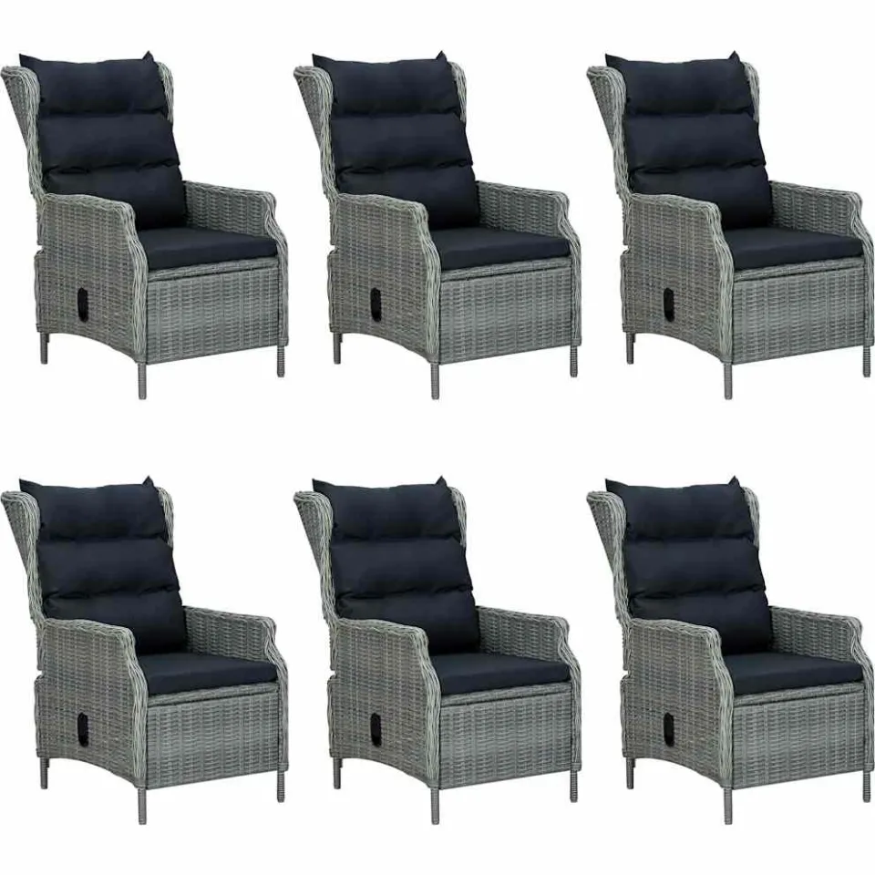 vidaXL 7-delige Tuinset met kussens poly rattan lichtgrijs